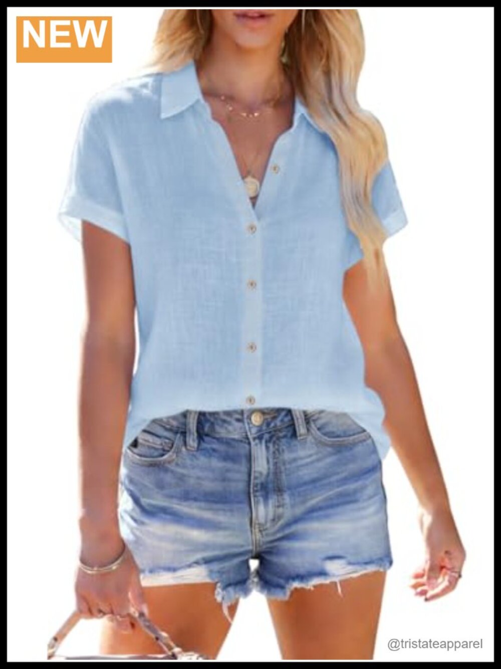 Linen Short Sleeve Button Down Shirt for Women Casual Blouse Summer Top